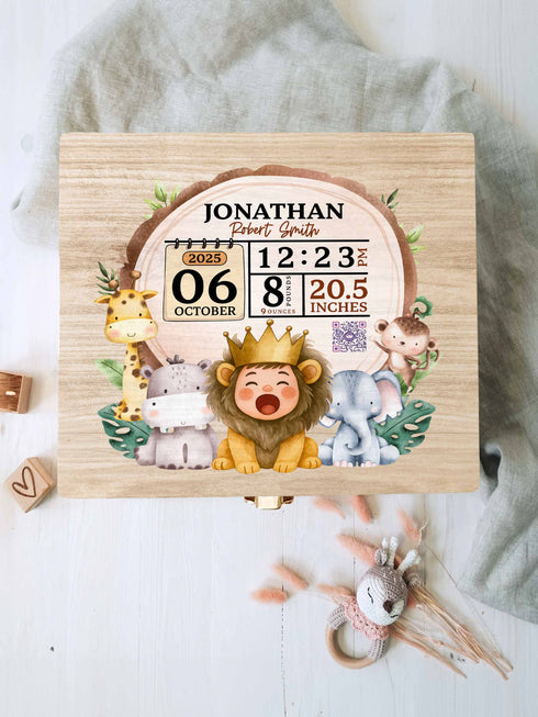 Safari Baby Memory Box – Personalized Jungle Birth Stats | Custom Photo & Name Keepsake  Etsy Title: